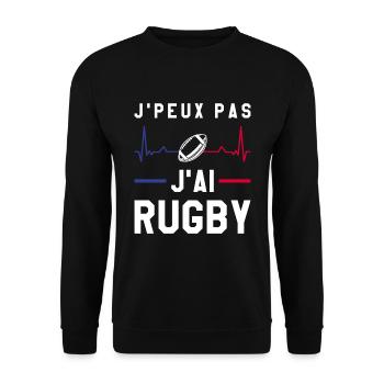 J'Peux Pas J'ai Rugby Joueur Maillot France Rugby - Unisex Pullover - Schwarz - Vorne - Alina (178cm) & Michal (187cm)