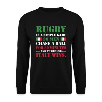 Le rugby est un jeu simple Italie Rugby - Sweat-shirt Unisexe - noir - Devant - Alina (178cm) & Michal (187cm)