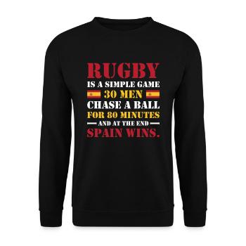 Le rugby est un jeu simple Espagne Rugby - Sweat-shirt Unisexe - noir - Devant - Alina (178cm) & Michal (187cm)