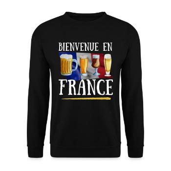Bières Bienvenue en France - Sweat-shirt Unisexe - noir - Devant - Alina (178cm) & Michal (187cm)