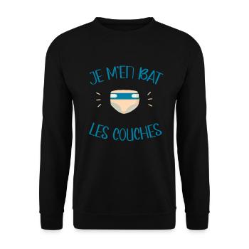 Je M'en Bat Les Couches Cadeau Drôle Pour Bébé - Sweat-shirt Unisexe - noir - Devant - Alina (178cm) & Michal (187cm)