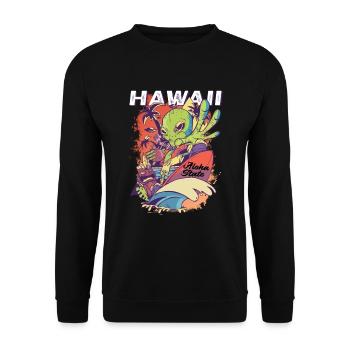 70s 80s Hawaiian Island Palm Beach - Great - Unisex Sweatshirt - black - Front - Alina (178cm) & Michal (187cm)