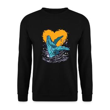 Wal-liebe-ozean-tier - Unisex Pullover - Schwarz - Vorne - Alina (178cm) & Michal (187cm)