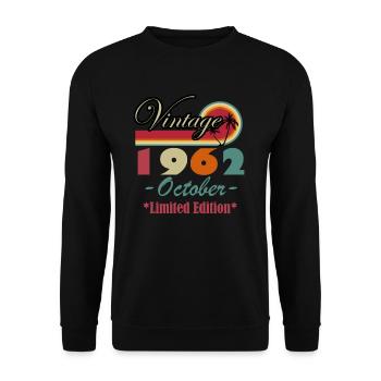Jahrgang 1962 Oktober 60. Geburtstagsgeschenk 60 - Unisex Pullover - Schwarz - Vorne - Alina (178cm) & Michal (187cm)