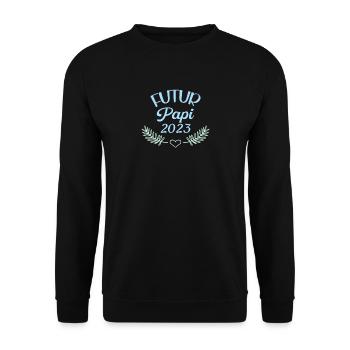 Futur Papi 2023 Idée Cadeau Annonce Grossesse - Sweat-shirt Unisexe - noir - Devant - Alina (178cm) & Michal (187cm)