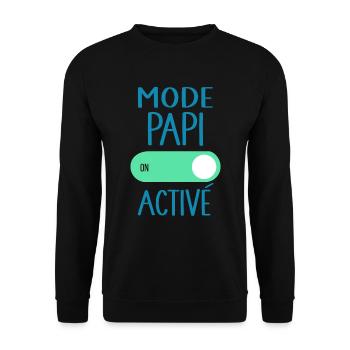 Mode Papi Activé Idée Cadeau Annonce Grossesse - Sweat-shirt Unisexe - noir - Devant - Alina (178cm) & Michal (187cm)