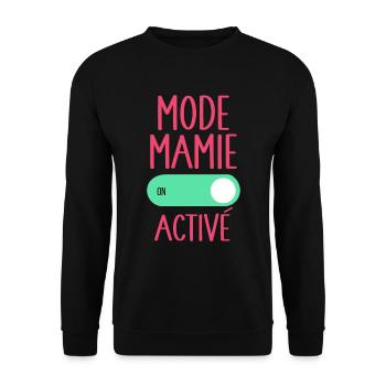 Mode Mamie Activé Idée Cadeau Annonce Grossesse - Sweat-shirt Unisexe - noir - Devant - Alina (178cm) & Michal (187cm)