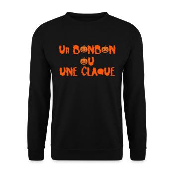 Un Bonbon Ou Une Claque Cadeau Drôle Halloween - Sweat-shirt Unisexe - noir - Devant - Alina (178cm) & Michal (187cm)