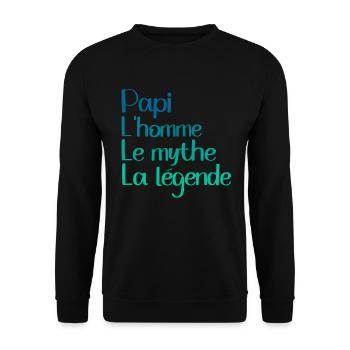 Papi Homme Mythe Légende Cadeau Fête Des Papis - Sweat-shirt Unisexe - noir - Devant - Alina (178cm) & Michal (187cm)