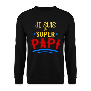 Je Suis Un Super Papi Cadeau Fête Des Grands-Pères - Sweat-shirt Unisexe - noir - Devant - Alina (178cm) & Michal (187cm)