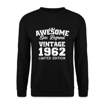 Retro Vintage 1962 Birthday 60 Years Born in 1962 - Unisex Pullover - Schwarz - Vorne - Alina (178cm) & Michal (187cm)