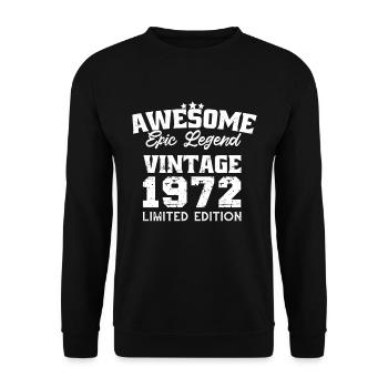 Retro Vintage 1972 Birthday 50 Years Born in 1972 - Unisex Pullover - Schwarz - Vorne - Alina (178cm) & Michal (187cm)