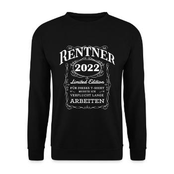 Rentner 2022 ein lustiger Spruch - Unisex Pullover - Schwarz - Vorne - Alina (178cm) & Michal (187cm)