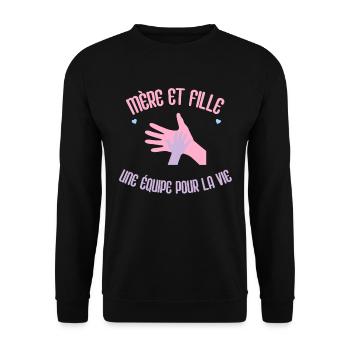 Mère Et Fille Idée Cadeau Fête Des Mères - Sweat-shirt Unisexe - noir - Devant - Alina (178cm) & Michal (187cm)