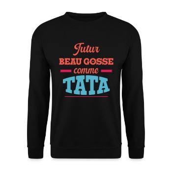 Beau Gosse Comme Tata Cadeau Annonce Grossesse - Sweat-shirt Unisexe - noir - Devant - Alina (178cm) & Michal (187cm)