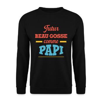 Beau Gosse Comme Papi Cadeau Annonce Grossesse - Sweat-shirt Unisexe - noir - Devant - Alina (178cm) & Michal (187cm)
