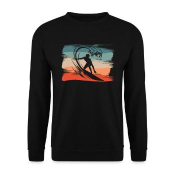 Surfing Beach Surfer Board Surfing - Unisex Sweatshirt - black - Front - Alina (178cm) & Michal (187cm)