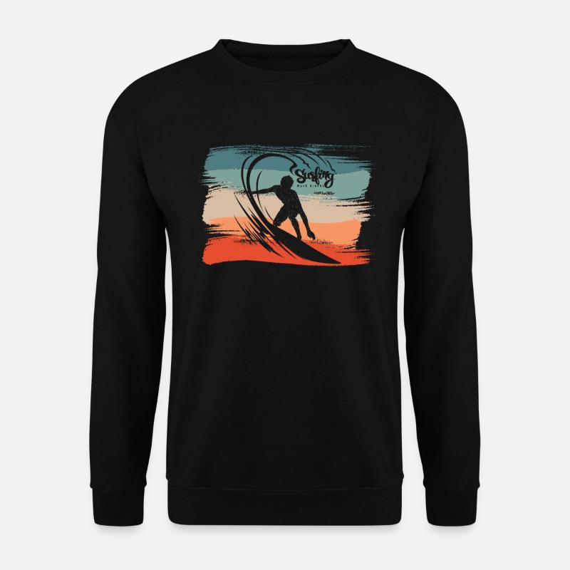 Surfing Beach Surfer Board Surfing - Unisex Sweatshirt - black