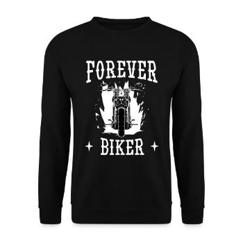 Forever Biker Motorrad Sprüche - Unisex Pullover - Schwarz - Vorne - Alina (178cm) & Michal (187cm)