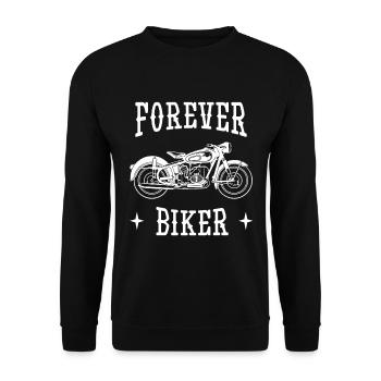 Forever Biker Motorrad Sprüche - Unisex Pullover - Schwarz - Vorne - Alina (178cm) & Michal (187cm)