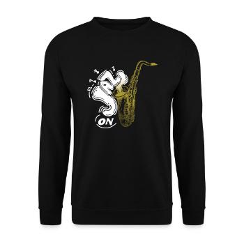 Musique Retro Blues Play Saxophone-jazz - Sweat-shirt Unisexe - noir - Devant - Alina (178cm) & Michal (187cm)