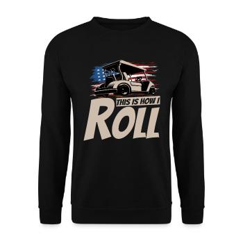 Voiturette de golf alors je roule un drôle de golfeur - Sweat-shirt Unisexe - noir - Devant - Alina (178cm) & Michal (187cm)