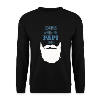 Appelez Moi Papi Idée Cadeau Annonce Grossesse - Sweat-shirt Unisexe - noir - Devant - Alina (178cm) & Michal (187cm)