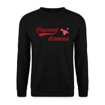 Papounet D'Amour Idée Cadeau Fête Des Pères - Sweat-shirt Unisexe - noir - Devant - Alina (178cm) & Michal (187cm)