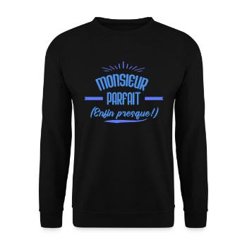 Monsieur Parfait (Enfin Presque!) Cadeau Valentin - Sweat-shirt Unisexe - noir - Devant - Alina (178cm) & Michal (187cm)