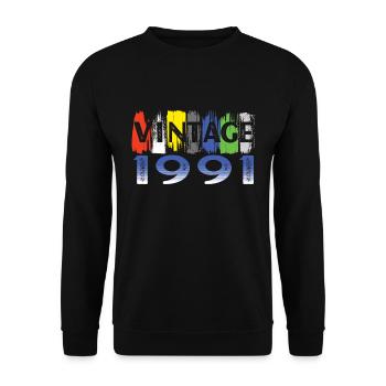 Vintage 1991 Retro Bitrthday Limited Edition - Unisex Sweatshirt - black - Front - Alina (178cm) & Michal (187cm)