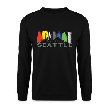 City Classic Seattle Skyline Washington - Unisex Sweatshirt - black - Front - Alina (178cm) & Michal (187cm)