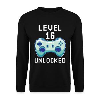 Niveau 16 casque déverrouillé pour les citations de joueurs - Sweat-shirt Unisexe - noir - Devant - Alina (178cm) & Michal (187cm)