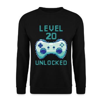 Level 20 unlocked Headphones for Gamer Quotes - Unisex Sweatshirt - black - Front - Alina (178cm) & Michal (187cm)