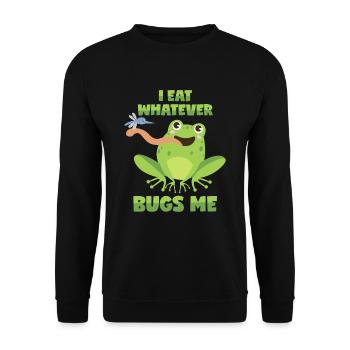 Frosch Wortspiel Kröte Wortwitz Insekten - Unisex Pullover - Schwarz - Vorne - Alina (178cm) & Michal (187cm)