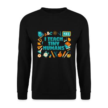 Lehrer: Ich unterrichte winzige Menschen - Unisex Pullover - Schwarz - Vorne - Alina (178cm) & Michal (187cm)