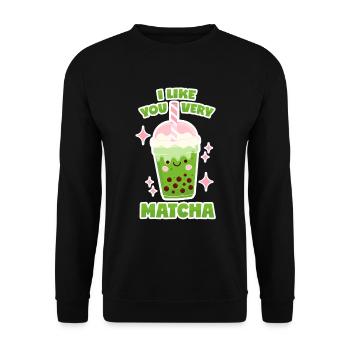 Thé à bulles Matcha - Sweat-shirt Unisexe - noir - Devant - Alina (178cm) & Michal (187cm)