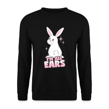 Hase: Ich bin ganz Ohr - Unisex Pullover - Schwarz - Vorne - Alina (178cm) & Michal (187cm)