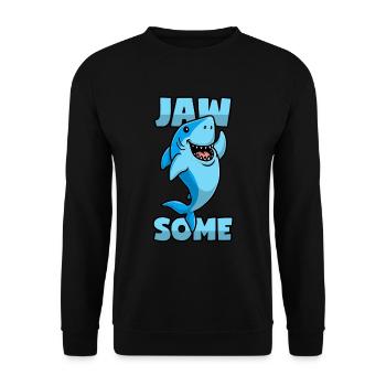 Hai Wortwitz - Jawsome - Unisex Pullover - Schwarz - Vorne - Alina (178cm) & Michal (187cm)