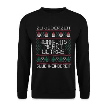 Weihnachtsmarkt Ultras Ugly Christmas Xmas Idee - Unisex Pullover - Schwarz - Vorne - Alina (178cm) & Michal (187cm)