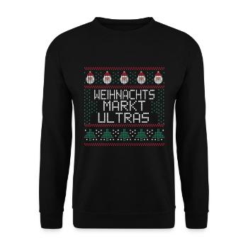 Weihnachtsmarkt Ultras Ugly Christmas Xmas Idee - Unisex Pullover - Schwarz - Vorne - Alina (178cm) & Michal (187cm)