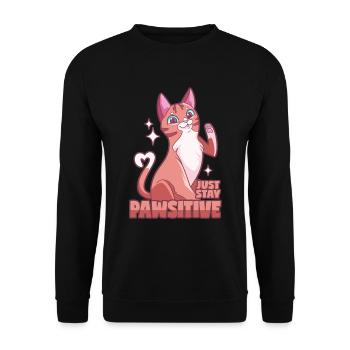 Chat positif - Pawsitive! - Sweat-shirt Unisexe - noir - Devant - Alina (178cm) & Michal (187cm)