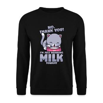 Katze: Nur Milch, Keinen Alkohol! - Unisex Pullover - Schwarz - Vorne - Alina (178cm) & Michal (187cm)