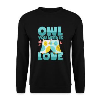Amour des hiboux - Sweat-shirt Unisexe - noir - Devant - Alina (178cm) & Michal (187cm)