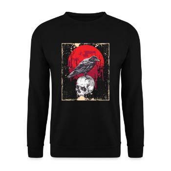 Gothic Skull-Red Moon-Black Crow - Unisex Sweatshirt - black - Front - Alina (178cm) & Michal (187cm)