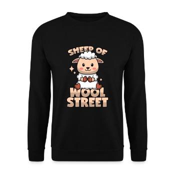 Sheep pun: "Sheep of Wool Street" - Unisex Sweatshirt - black - Front - Alina (178cm) & Michal (187cm)