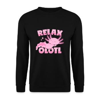 Relaxing axolotl pun: Relaxolotl - Unisex Sweatshirt - black - Front - Alina (178cm) & Michal (187cm)