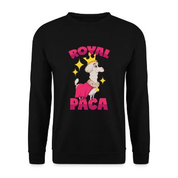 Royal Alpaga: jeux de mots Royalpaca - Sweat-shirt Unisexe - noir - Devant - Alina (178cm) & Michal (187cm)