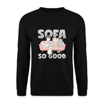 Cat sofa - So far so good! - Unisex Sweatshirt - black - Front - Alina (178cm) & Michal (187cm)