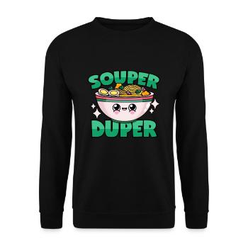 Ramen Suppe: "Souper Duper" - Unisex Pullover - Schwarz - Vorne - Alina (178cm) & Michal (187cm)