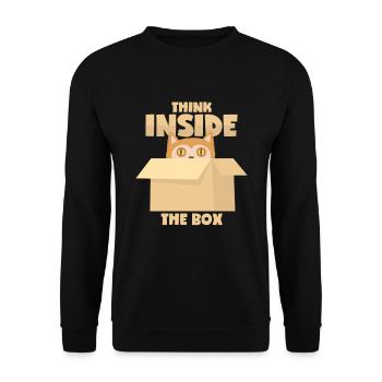 Cat: "Think Inside The Box" - Unisex Sweatshirt - black - Front - Alina (178cm) & Michal (187cm)
